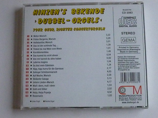 Hinzen's bekende dubbel Orgels - concert orgel gebr. Richter