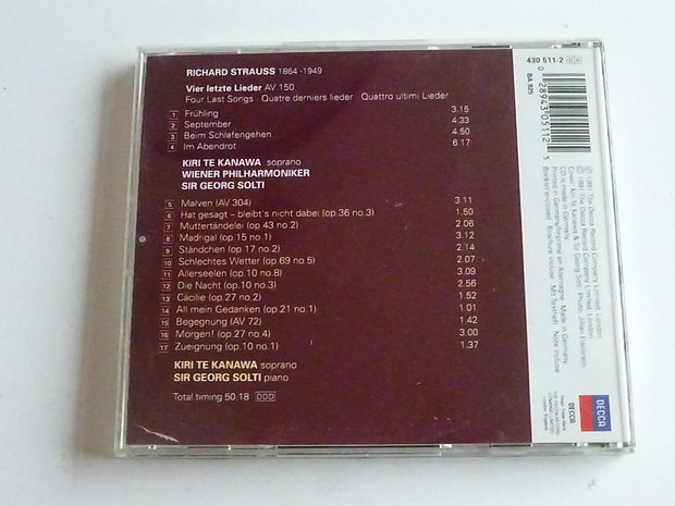 R. Strauss - Vier Letzte Lieder / Kiri te Kanawa , Solti
