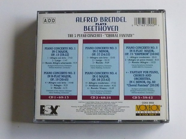 Alfred Brendel plays Beethoven / 5 piano concerti (3 CD)