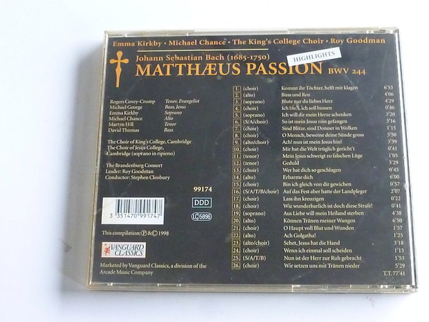 Bach - Matthaeus Passion / Emma Kirkby, Roy Goodman (highlights)