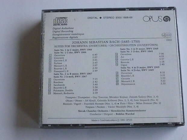 J.S. Bach - Suite for Orchestra  / Bohdan Warchal (2 CD)