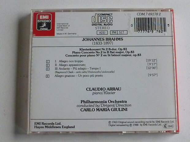 Brahms - Klavierkonzert nr. 2 / Claudio Arrau , Guilini