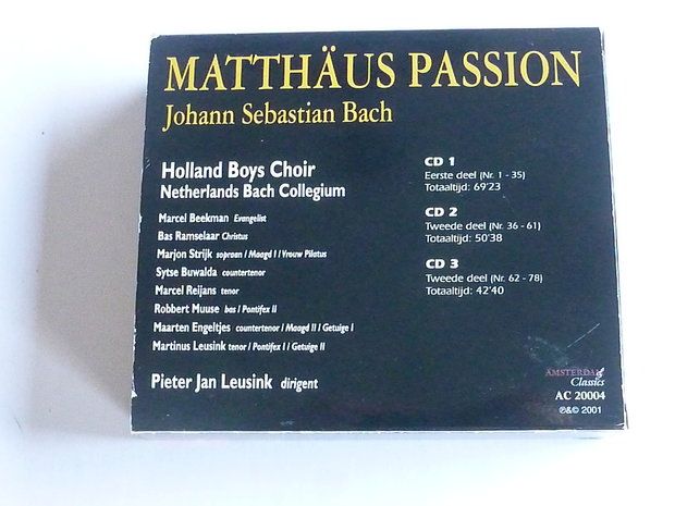 Bach - Matthäus Passion / Holland Boys Choir , P J Leusink (3 CD)