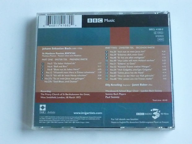 Bach - Matthew Passion / Elly Ameling, Janet Baker