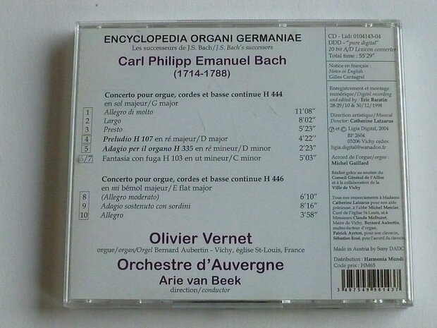 C.P.E. Bach - Concertos pour Orque / Olivier Vernet