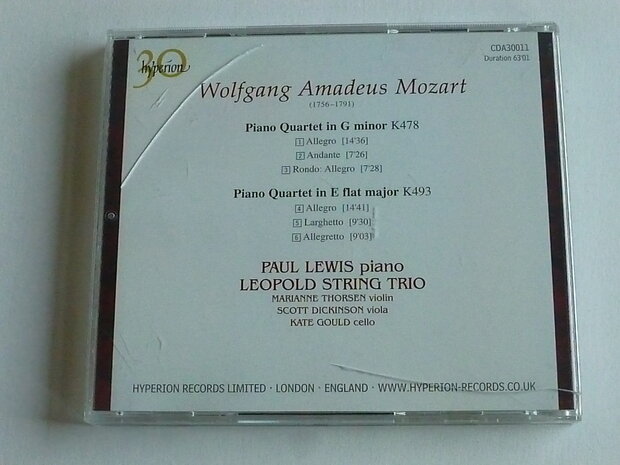 Mozart - Piano Quartets / Paul Lewis, Leopold String Trio