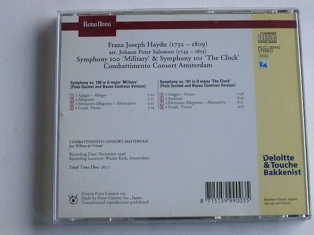 Haydn - Symph. 100 & 101 / Combattimento Consort Amsterdam
