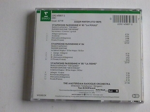 Haydn - Symphonies 83,84,85 / Ton Koopman