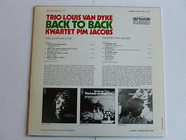 Trio Louis van Dyke - Back to Back / Kwartet Pim Jacobs (LP)