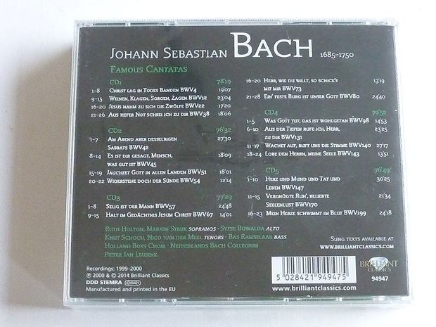 J.S. Bach - Famous Cantatas / Pieter Jan Leusink, Netherlands Bach Collegium (5 CD) nieuw