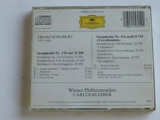 Schubert - Symphonie 3, 8 / Carlos Kleiber