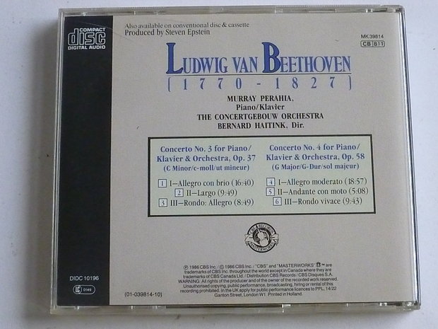 Beethoven - Pianoconc. no 3 & 4 / Murray Perahia, Bernard Haitink