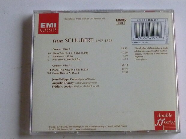 Schubert - piano trios 1 & 2 / Collard, Dumay, Lodeon (2 CD)