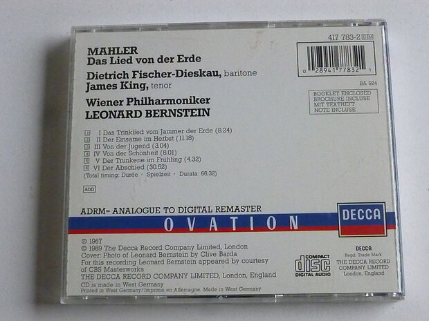 Mahler - Das Lied von der Erde / Dietrich Fischer-Dieskau, Bernstein