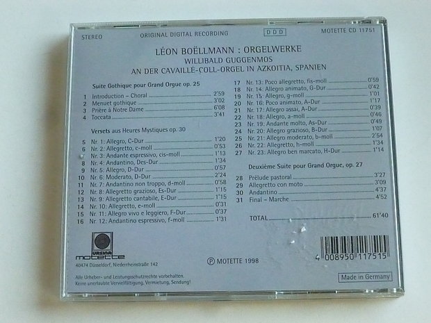 Leon Boëllmann - Orgelwerke / Willibald Guggenmos