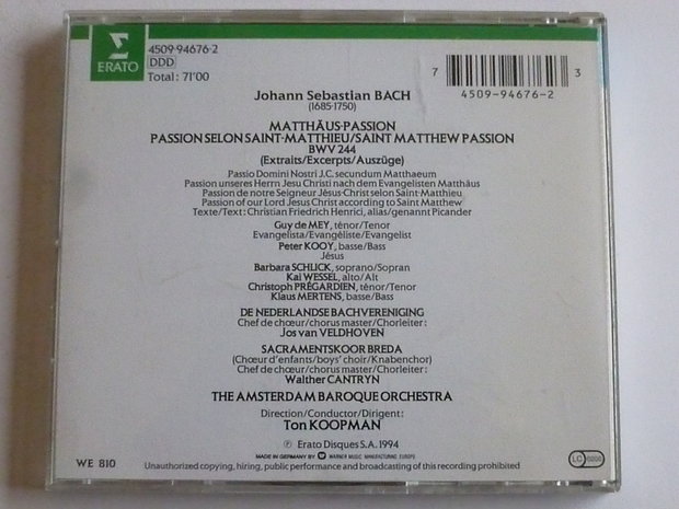 Bach - Matthäus-Passion / Ton Koopman