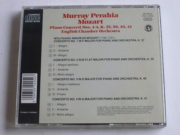 Mozart - Piano Concerti 1-4 / Murray Perahia