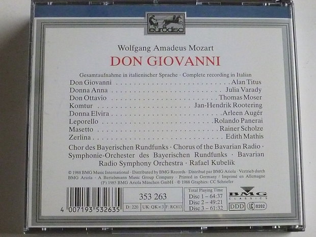 Mozart - Don Giovanni / Auger, Mathis, Varady, Rafael Kubelik (3 CD)