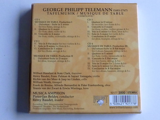 Telemann - Tafelmusik complete / Pieter-Jan Belder, Baudet (4 CD)