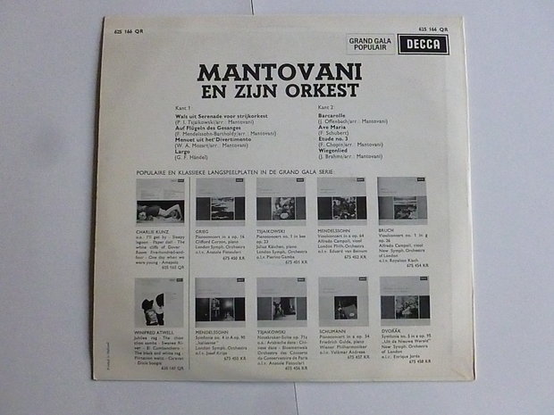 Mantovani en zijn orkest - grand gala populair / 625166QR (LP)