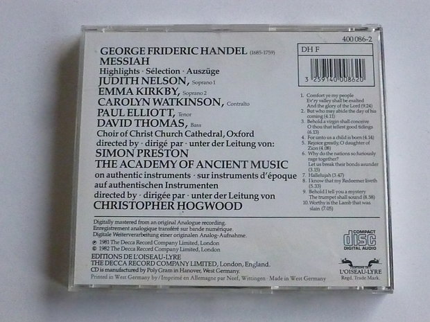 Händel - Messiah (Hogwood)