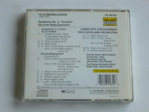 Mendelssohn - Symphony no 3 / Christoph von Dohnanyi
