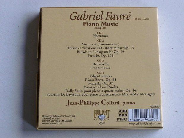 Fauré - Piano Music / Jean Philippe Collard (4 CD)
