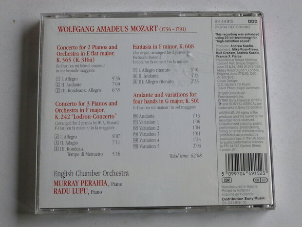 Mozart - Concertos for two and three pianos / Perahia, Lupu