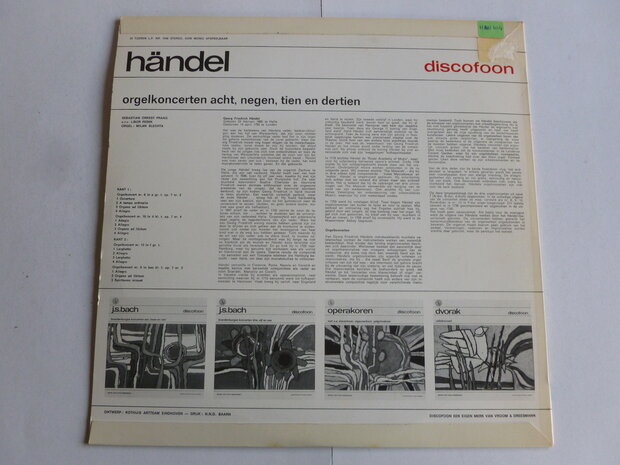 Handel - Orgelkoncerten 8,9,10,13 / Milan Slechta, Pesek (LP)