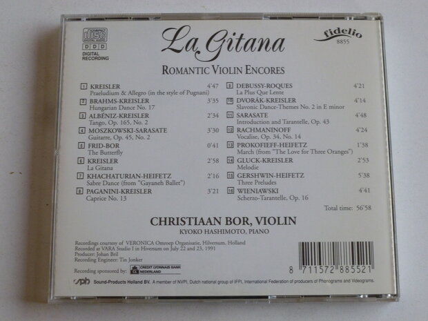 La Gitana - Romantic Violin Encores / Christiaan Bor, Kyoko Hashimoto