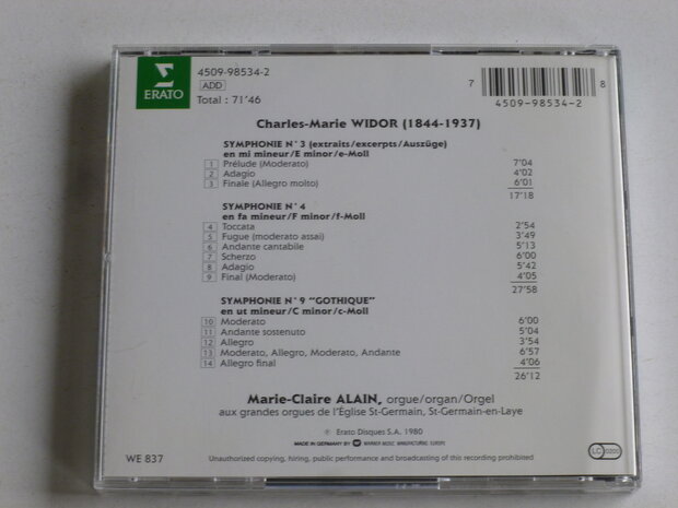 Widor - Symphonies pour Orque / Marie Claire Alain