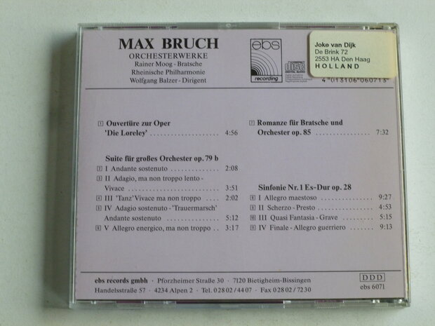 Max Bruch - Orchesterwerke / Wolfgang Balzer