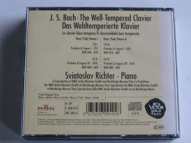 Bach - The Well Tempered Clavier / Sviatoslav Richter (4 CD) RCA