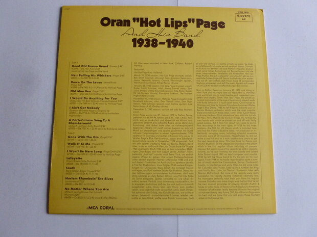 Oran Hot Lips Page - 1938-1940 (LP)