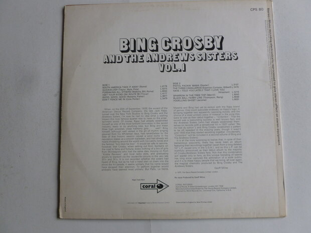 bing crosby and the andrews sisters vol. 1 (LP)