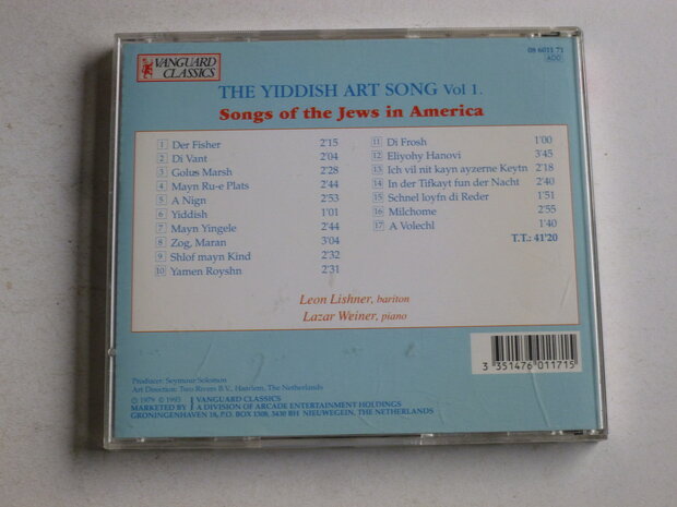 The Yiddish Art Songs vol. 1 / Leon Lishner