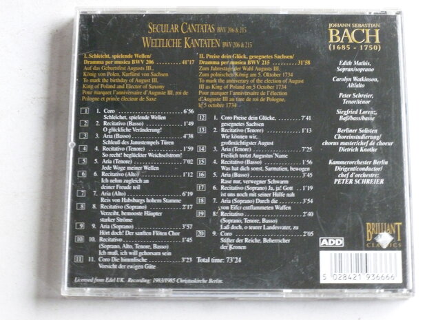 Bach - Secular Cantatas bwv 206 & 215 / Peter Schreier, Edith Mathis