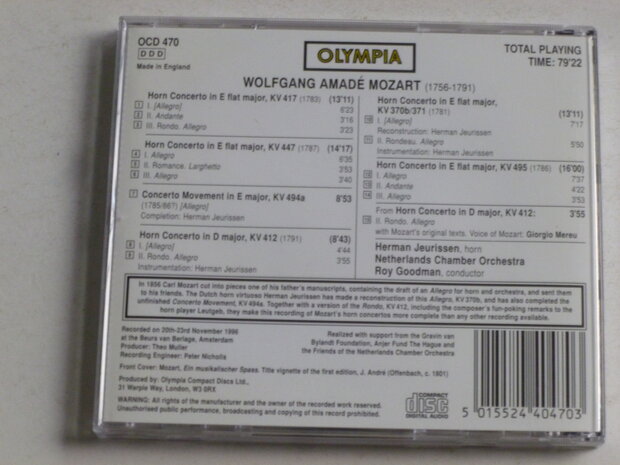 Mozart - The Complete Horn Concertos / Herman Jeurissen, Roy Goodman