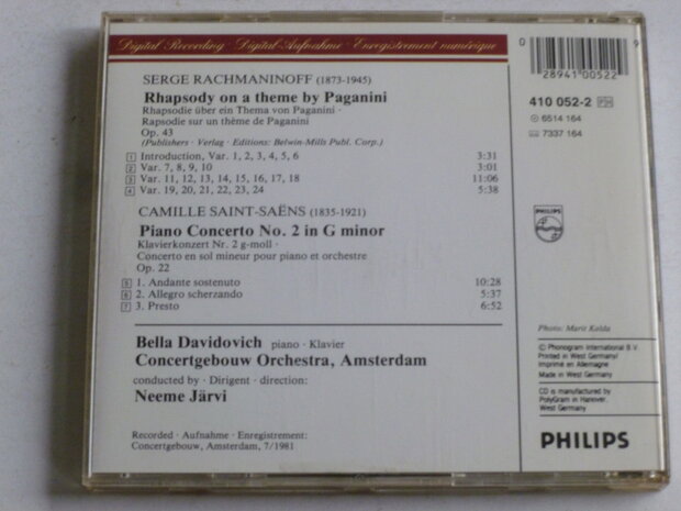 Rachmaninoff, Saint-Saëns - piano concerto 2 / Bella Davidovich, Järvi