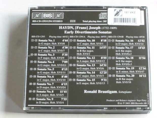 Joseph Haydn - Early Divertimento Sonatas / Ronald Brautigam (3 CD)