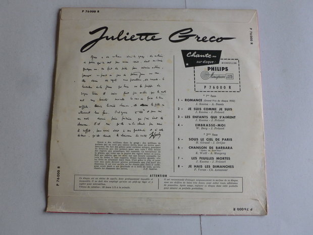 Juliette Greco - chante ses derniers succes (LP)