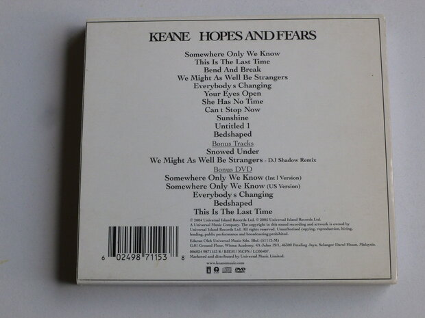 Keane - Hopes and Fears ( CD + DVD) limited edition