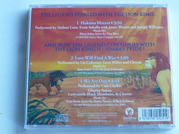 Walt Disney - The Legend Continues.../ Music from the Lion King Movies (nieuw)