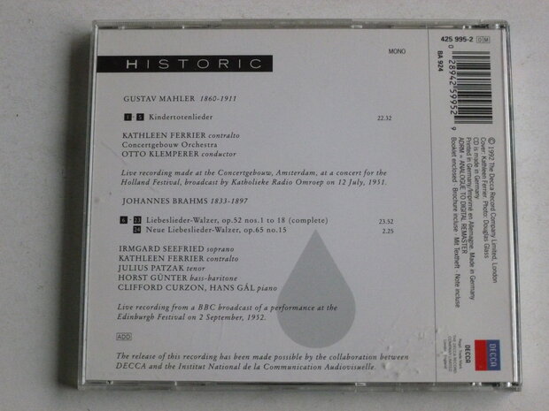 Mahler - Kindertotenlieder / Kathleen Ferrier