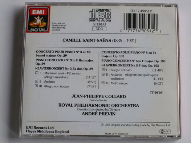 Saint-Saens - Concertos pour Piano / Jean-Philippe Collard, Andre Previn