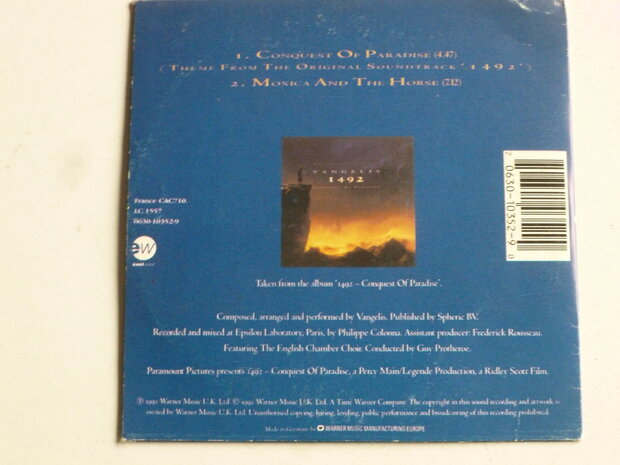 Vangelis - Conquest of Paradise (CD Single) cardsleeve