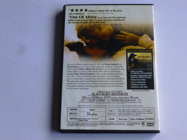 Out of Africa - Robert Redford ( niet Nederl. ondert.) DVD