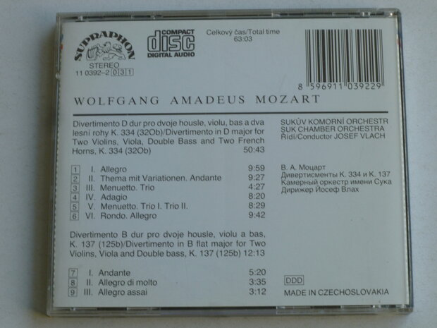 Mozart - Divertimenti / Josef Vlach (supraphon)