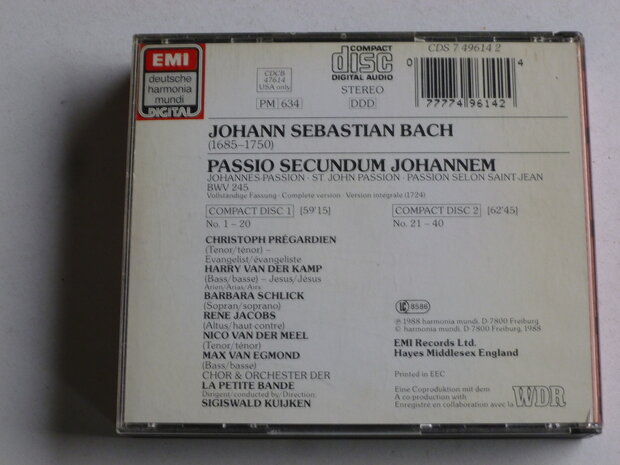 Bach - Johannes Passion / La Petite Bande  Sigiswald Kuijken (2 CD)