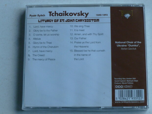 Tchaikovsky - Liturgy of St. John Chrysostom / National Choir of the Ukraine "Dumka"(nieuw)